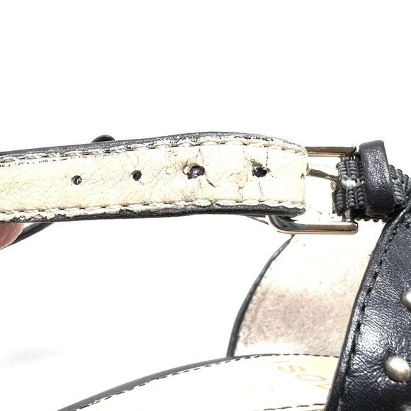 Isola Ivalee Gold Stud Black Leather T Strap Heels Dress Evening Prom Size 6.5M - Picture 8 of 8